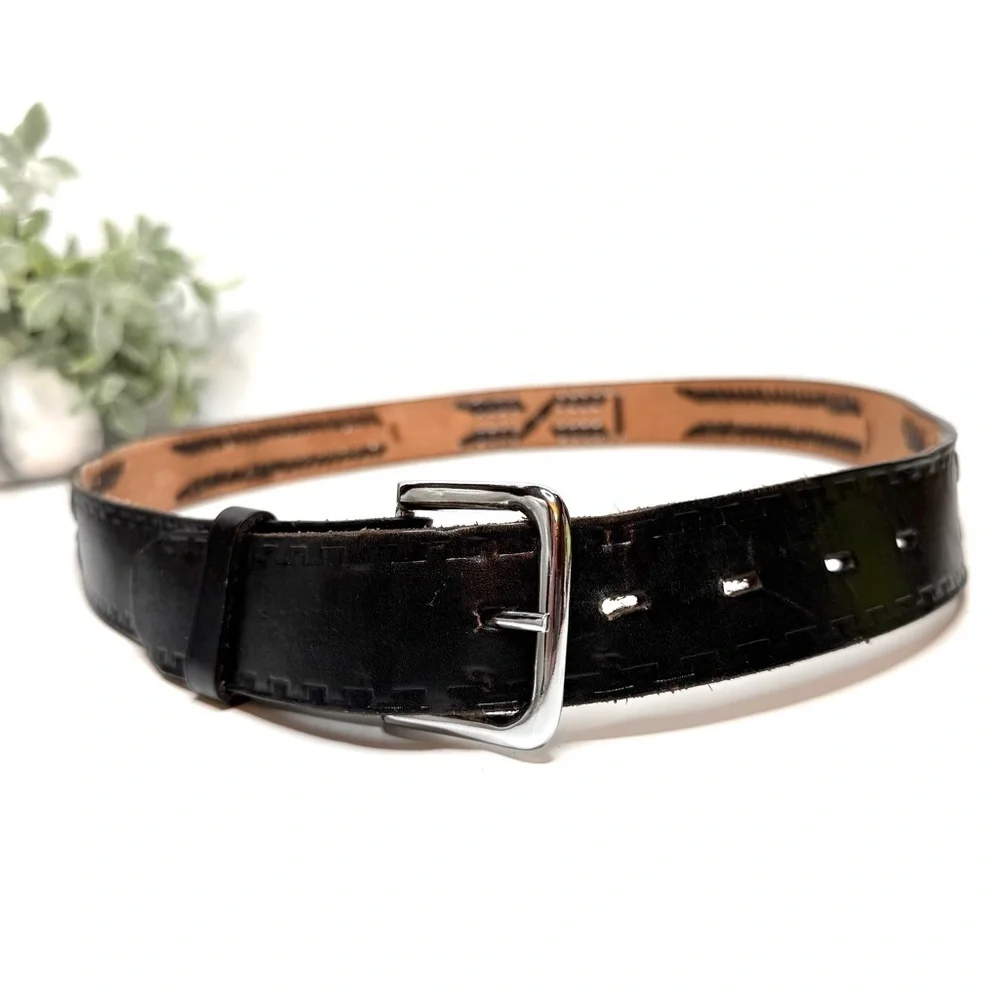 Men's Cindilo Brand Black Genuine Leather Braided Western Belt Size 40